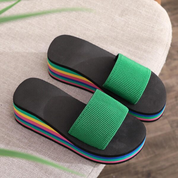 Vibrant Rainbow Platform Flip-Flops – Summer Women's Sandals