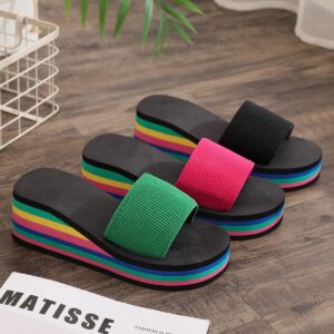 Vibrant Rainbow Platform Flip-Flops – Summer Women's Sandals