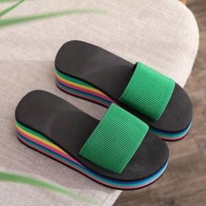 Vibrant Rainbow Platform Flip-Flops – Summer Women's Sandals